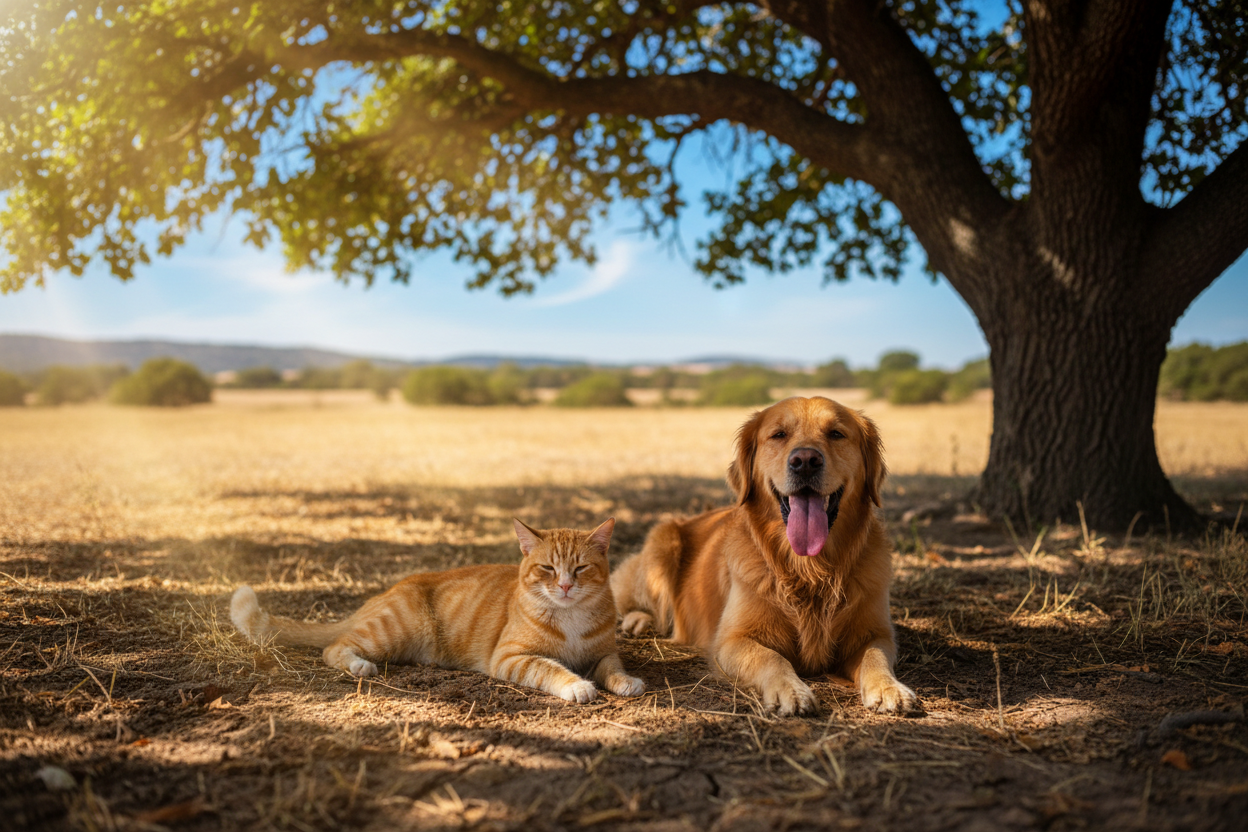 dog and cat in the sun