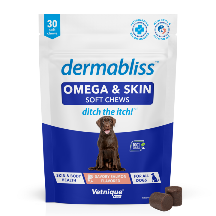 30 Count Dermabliss Omega & Skin Soft Chews for Dogs Skin & Body Health