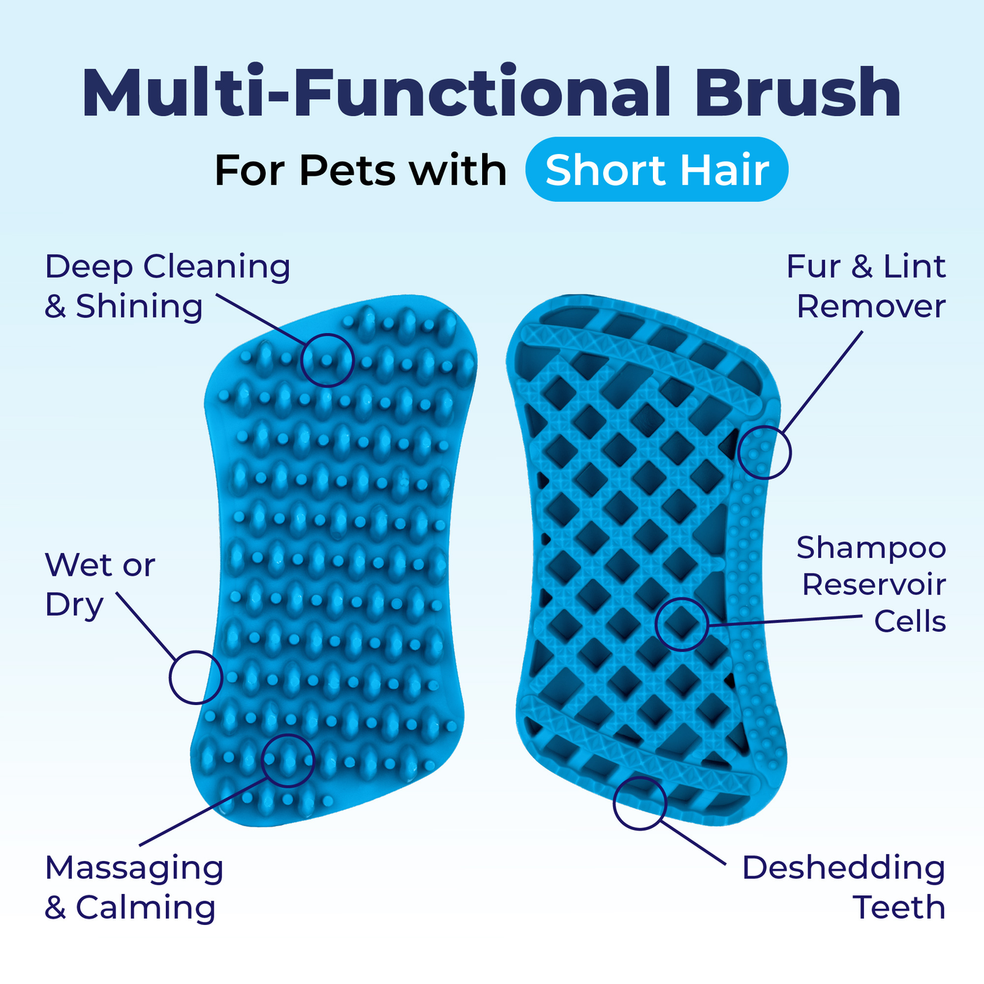 Furbliss® - Blue Brush for Pets with Short Hair-