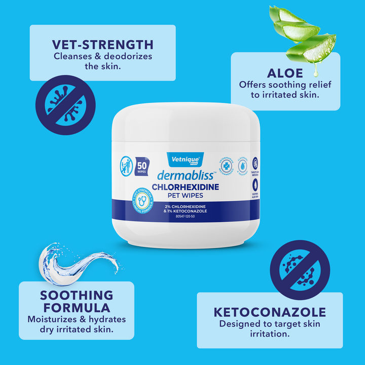 Dermabliss™ Anti-Bacterial & Anti-Fungal Chlorhexidine Wipes - VetPass Free Sample