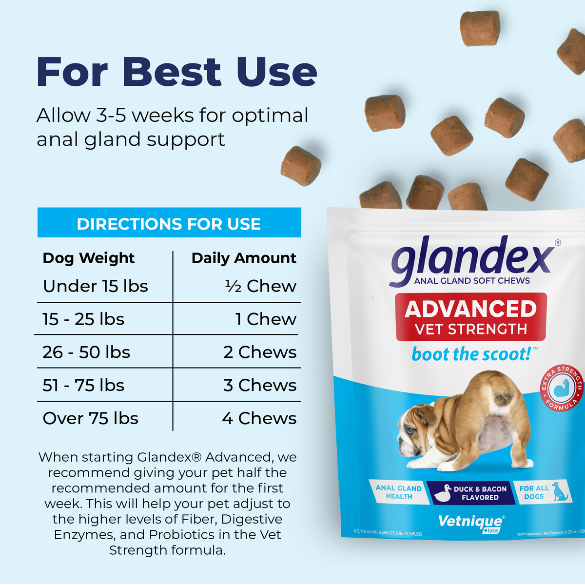 Daily use for Glandex Advanced Vet Strength