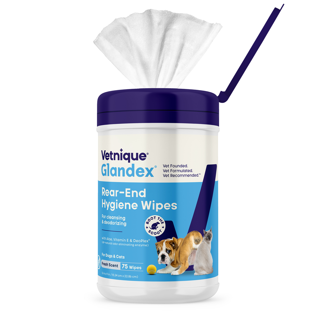 Glandex® Rear-End Hygiene Wipes for Dogs & Cats