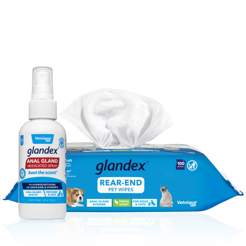 Glandex Wipes & Spray - Anal Gland Care Bundle for Dogs & Cats (15% OFF)