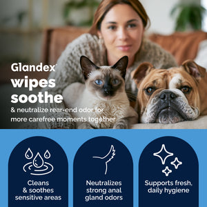 Glandex® Rear-End Hygiene Wipes for Dogs & Cats