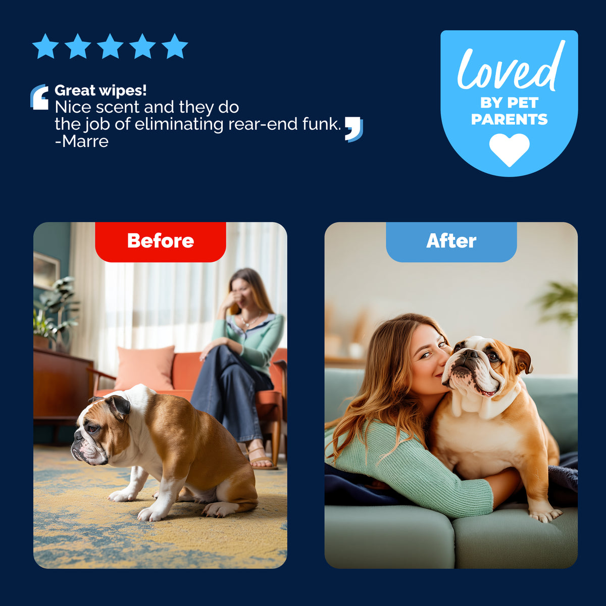 Glandex® Rear-End Hygiene Wipes for Dogs & Cats