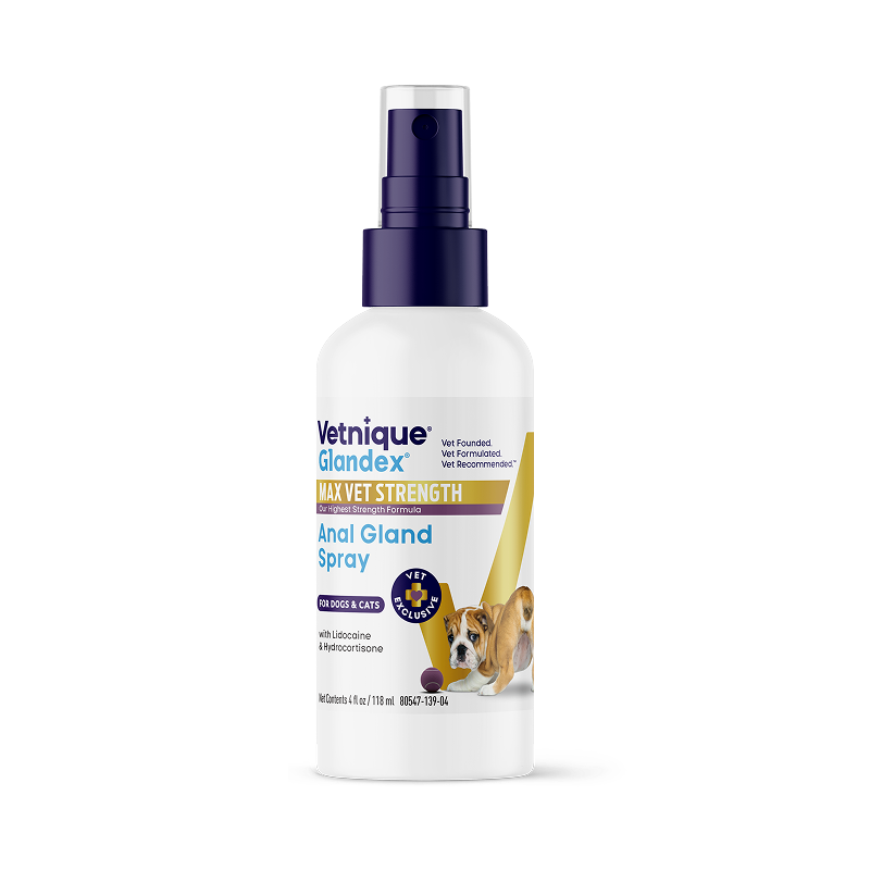Vetnique Glandex Max Vet Strength Anal Gland Spray for Dogs & Cats. Vet exclusive. With Lidocaine & Hydrocortisone.