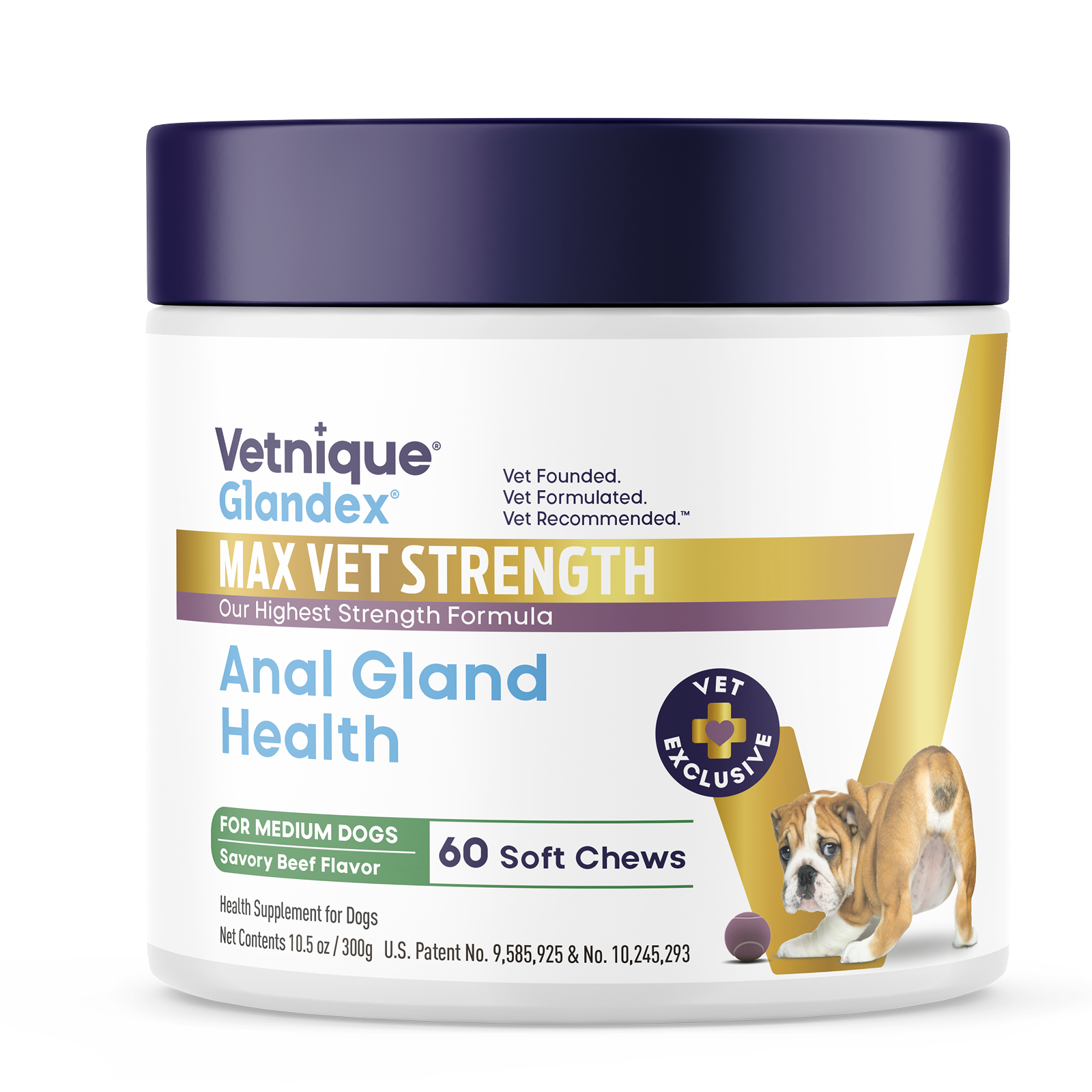 Vetnique Glandex Max Vet Strength Anal Gland Health for Medium Dogs. 60 soft chews. Vet exclusive.
