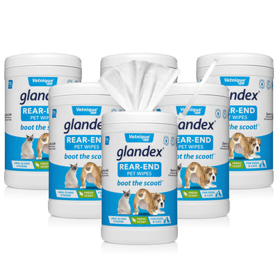 6 Pack 75 Count Glandex Rear End Pet Wipes