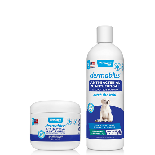 Dermabliss™ Anti-Bacterial & Anti-Fungal Bundle  (Wipes & Shampoo) - Save 15%!